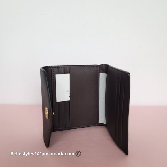 COACH Wyn Crossgrain Leather Small Leather Wallet- Black color - Picture 11 of 16